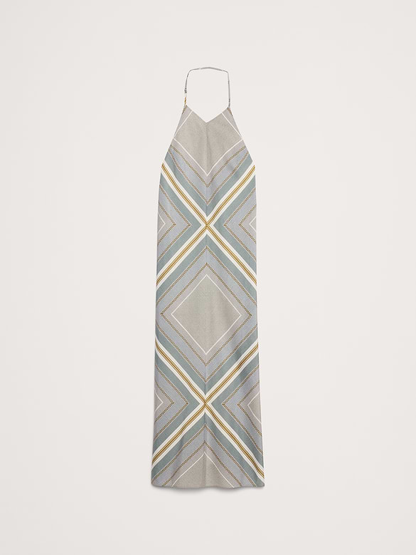 Cotton-Silk Halter Maxi Dress