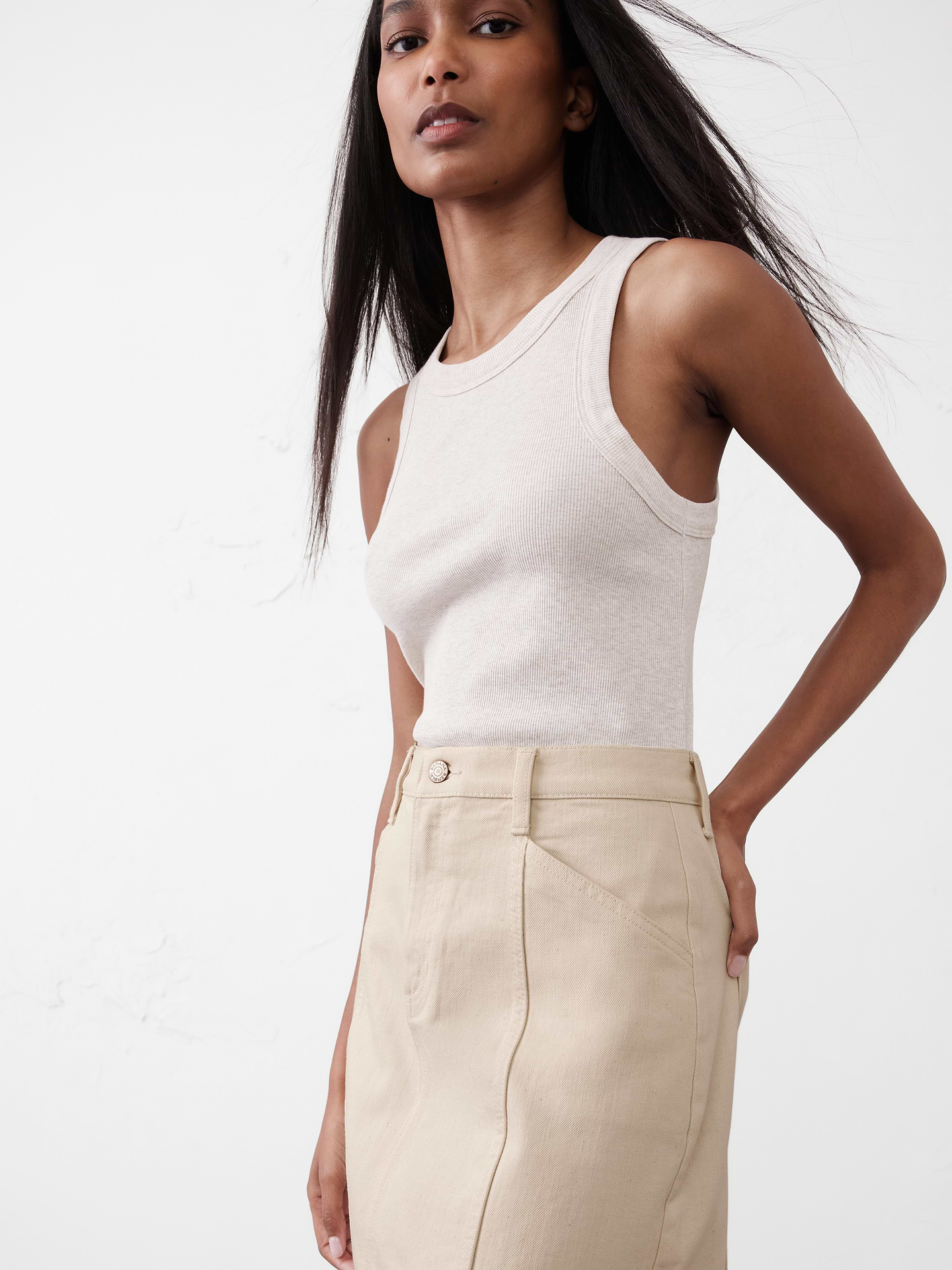 Image 3 of 4, Pieced Denim Mini Skirt