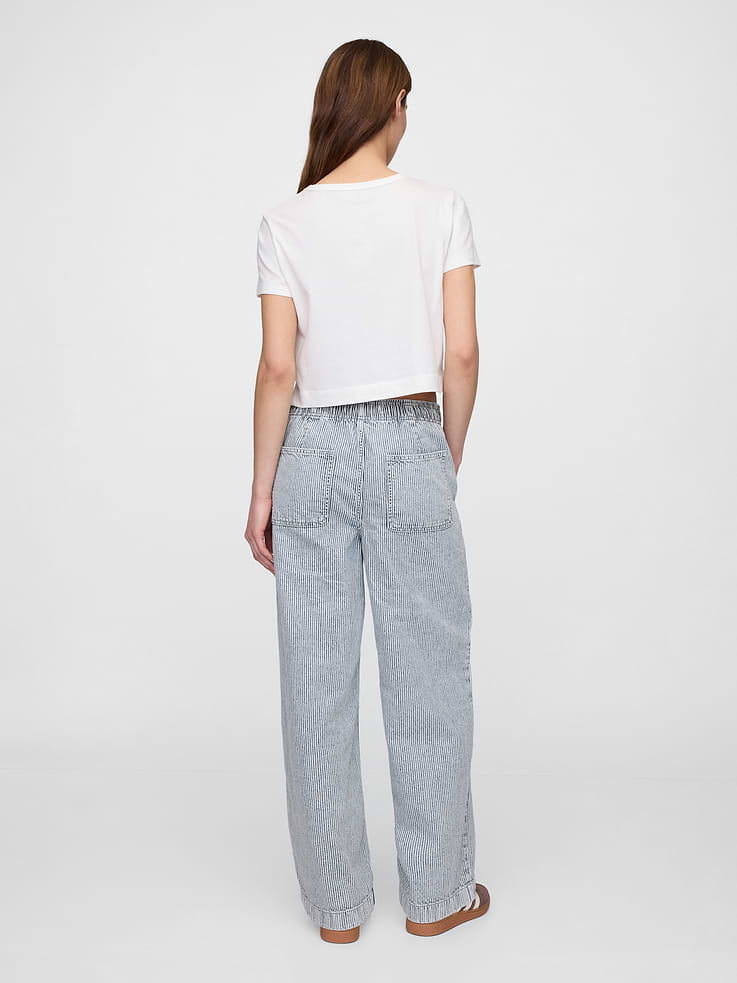 Image number 4 showing, High Rise Pull-On Stripe Wide-Leg Jeans