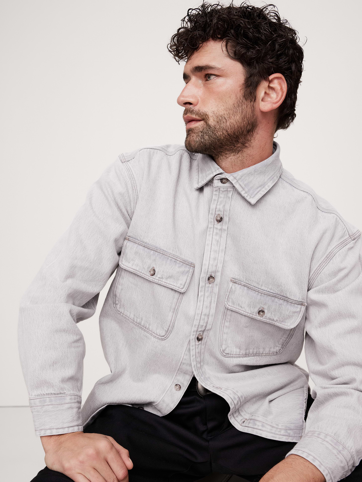 Image number 1 showing, Relaxed-Fit Denim Overshirt