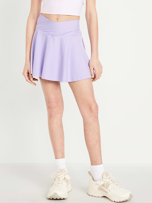 High-Waisted Crossover PowerSoft Skort for Girls