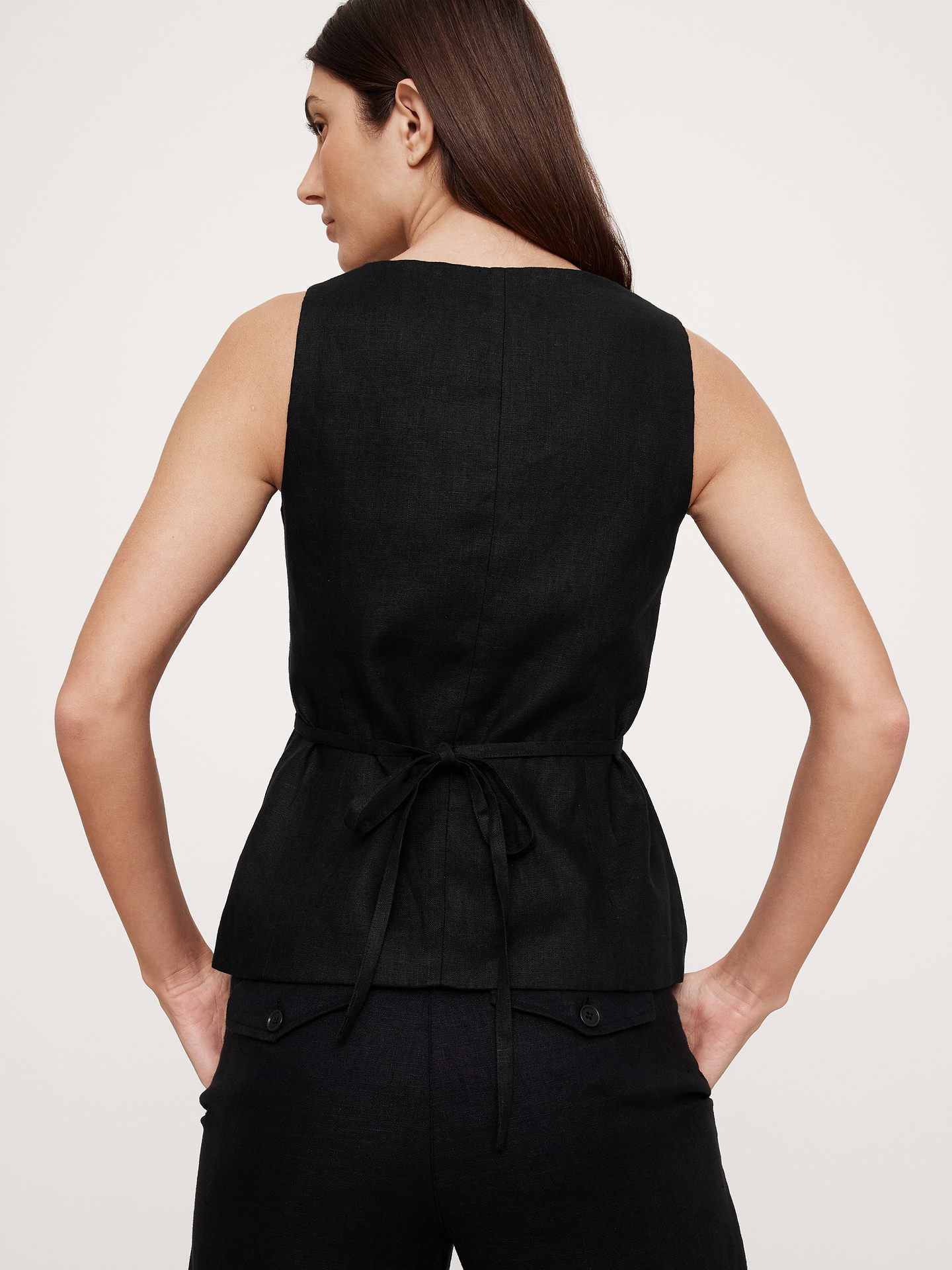 Image number 3 showing, Linen Square-Neck Long Vest