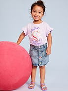 Image number 1 showing, High-Waisted Button-Front Jean Skirt for Toddler Girls