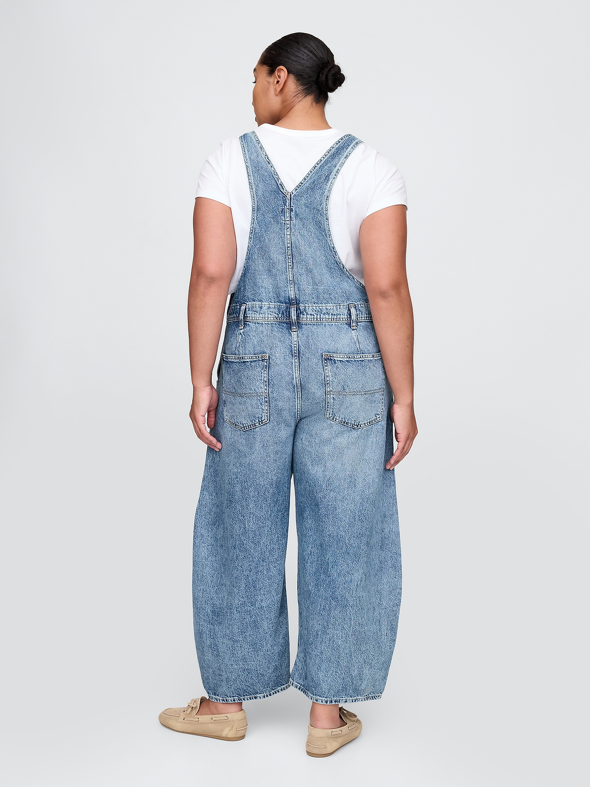 UltraSoft Denim Horseshoe Overalls | Gap