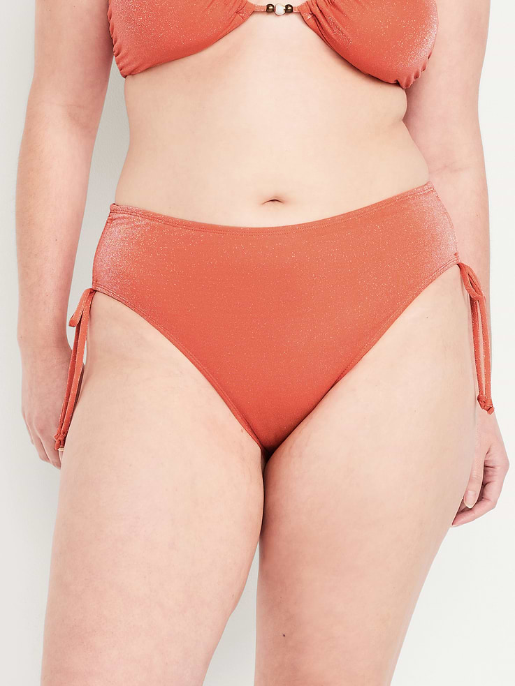Image number 5 showing, Mid-Rise Side-Tie Shine Bikini Swim Bottoms