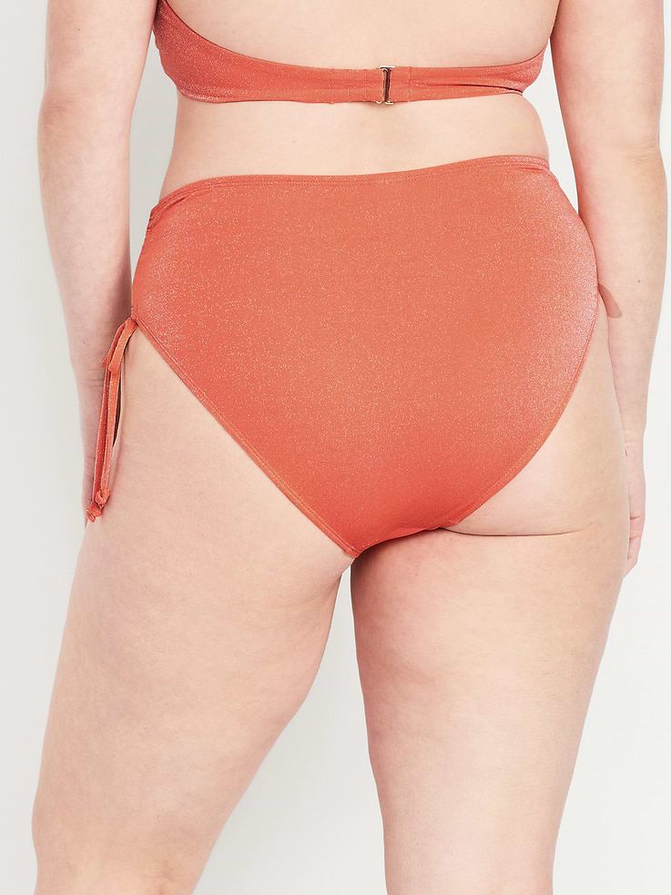 Image number 6 showing, Mid-Rise Side-Tie Shine Bikini Swim Bottoms