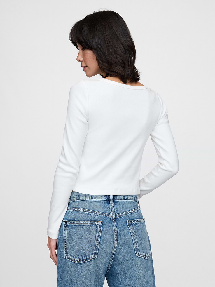 Image number 3 showing, Heavyweight Rib Boatneck Crop T-Shirt