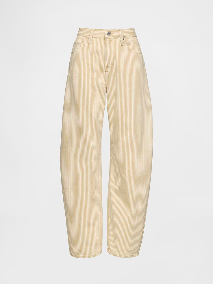 Image number 5 showing, High Rise Khaki Stripe Barrel Jeans