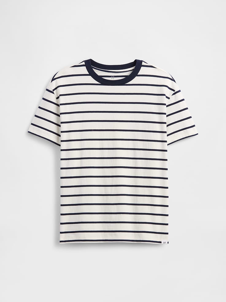 Image 1 of 2, Soft jersey knit., Short sleeves., Crewneck., This product was made in a factory that invests in gender equity and women’s empowerment through RISE. Learn more at, Product #744647