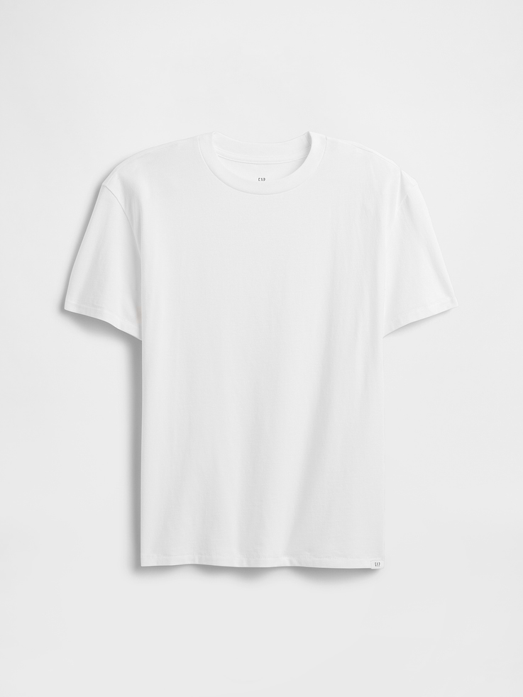 Image 1 of 3, Soft jersey knit., Short sleeves., Crewneck., This product was made in a factory that invests in gender equity and women’s empowerment through RISE. Learn more at, Product #744647