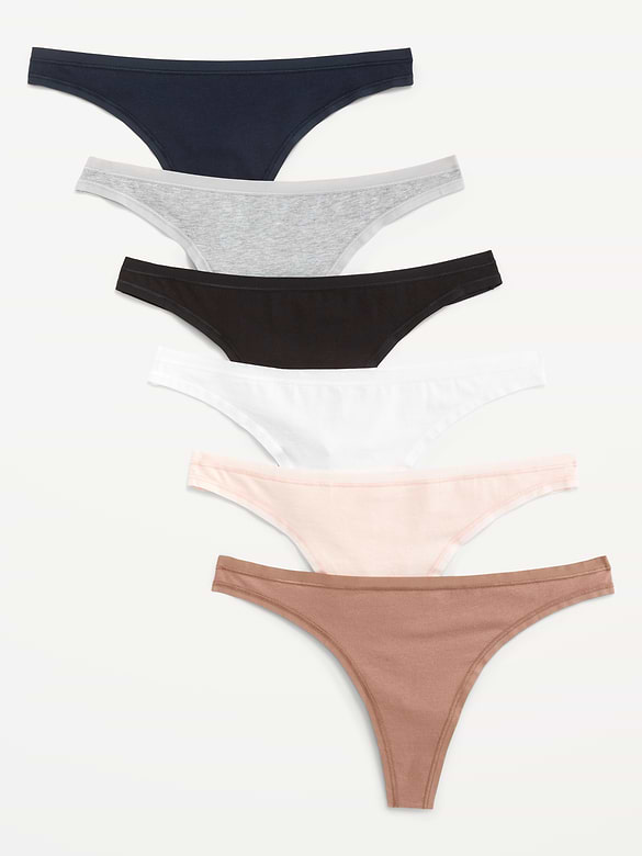 6-Pack Low-Rise Everyday Cotton Thongs