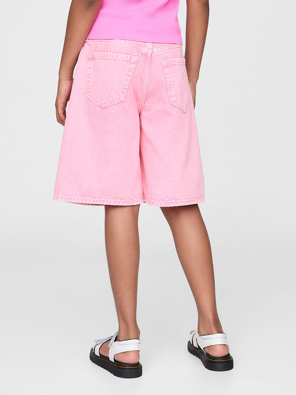 Kids Mid Rise Longline Denim Shorts