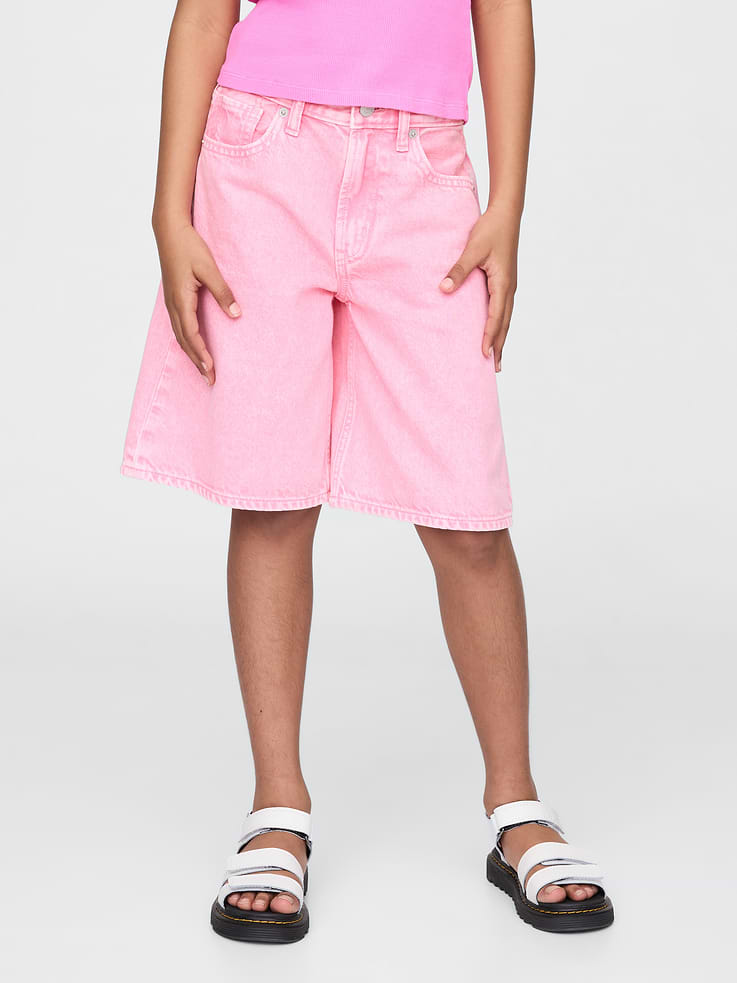 Image 3 of 6, Kids Mid Rise Longline Denim Shorts