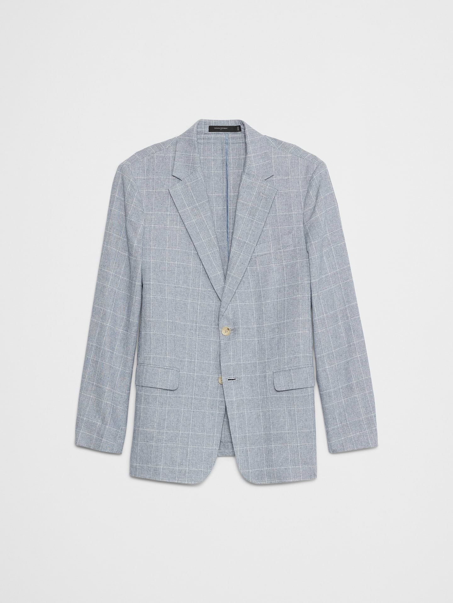 Image 4 of 4, Linen-Blend Glen Plaid Suit Jacket