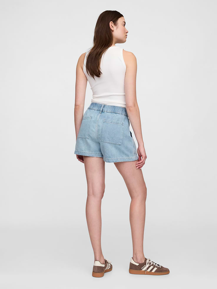Image 4 of 7, 4" High Rise SuperSoft Denim Utility Shorts