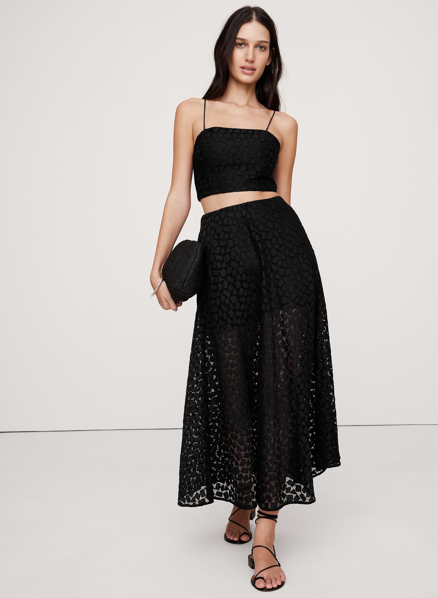 Image number 1 showing, Strappy Geo Lace Cropped Top
