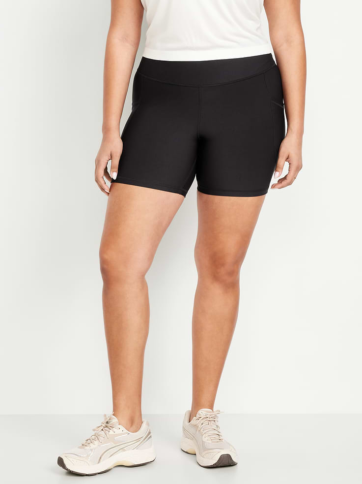 Image number 6 showing, High-Waisted PowerSoft Pocket Biker Shorts -- 6-inch inseam