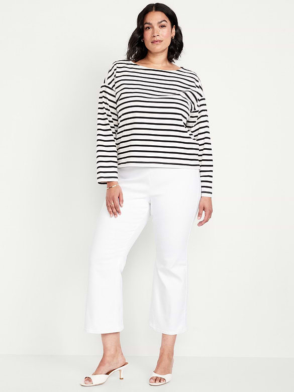 High-Waisted Weekender Pull-On Crop Flare Jeans