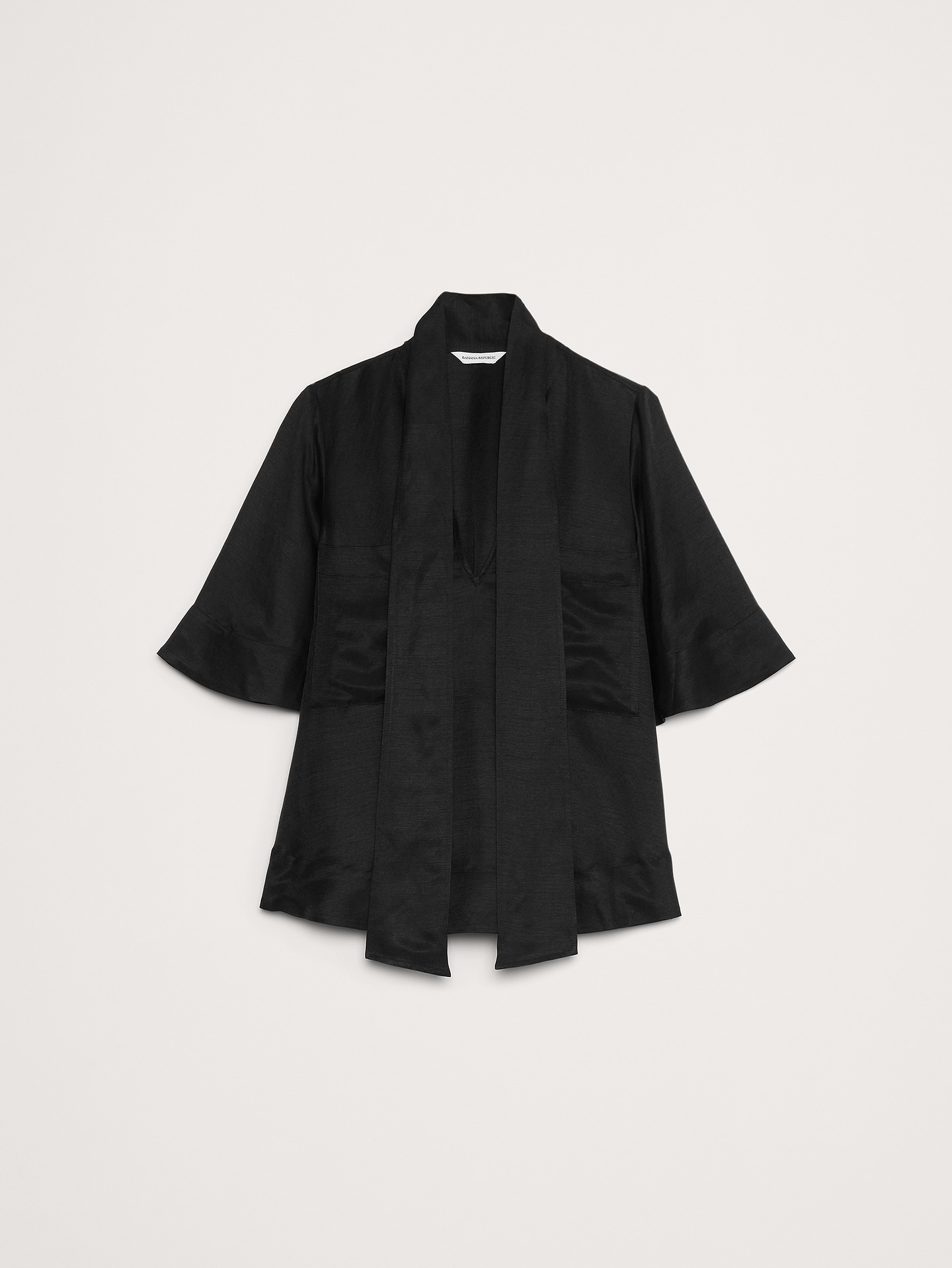 Image number 5 showing, Viscose-Linen Tie-Neck Top