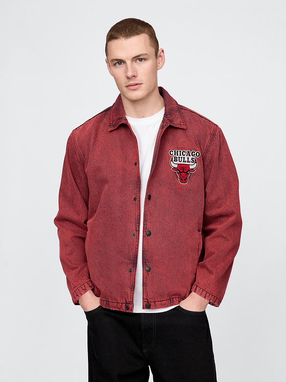 NBA Chicago Bulls Logo Denim Coaches Jacket