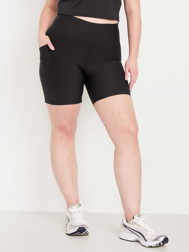 Image number 4 showing, High-Waisted PowerSoft Pocket Biker Shorts -- 6-inch inseam