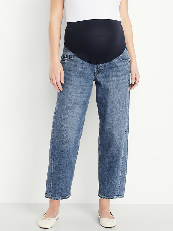 Maternity Full Panel Barrel Ankle Jeans
