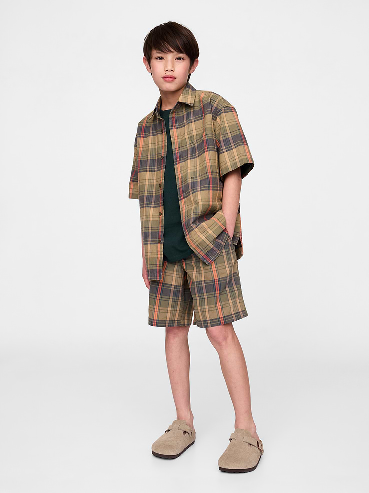 Image number 1 showing, Kids Plaid Canvas Easy Shorts