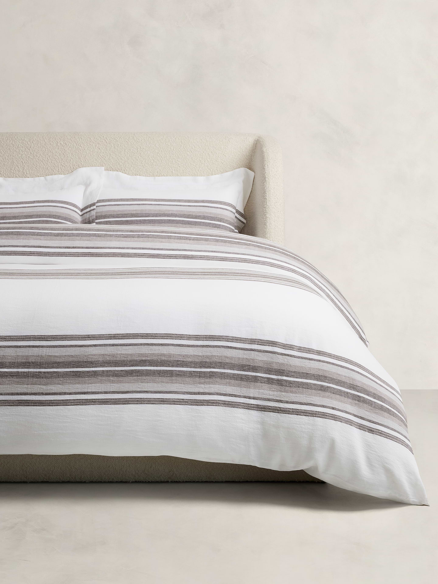 Image number 1 showing, Multi-Stripe Linen Duvet Cover