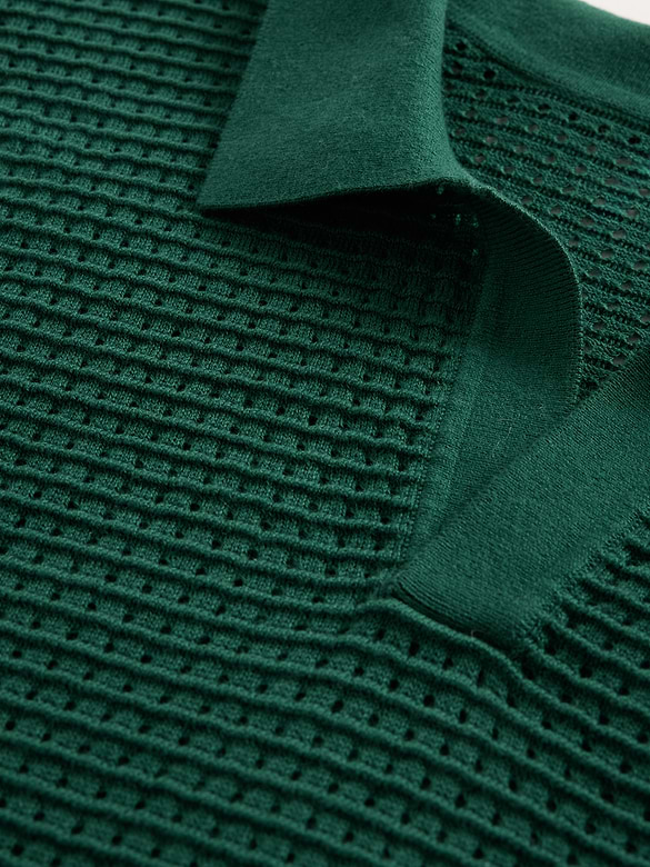 Crochet Johnny Collar Polo Shirt