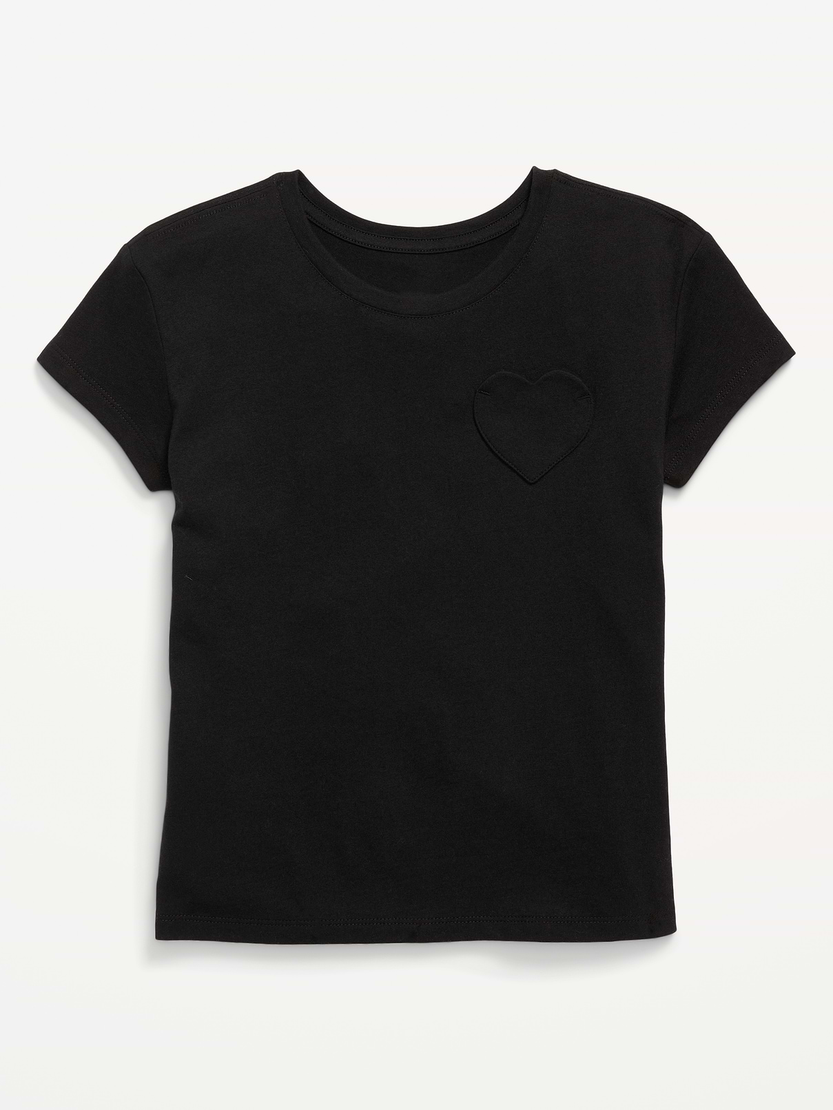 Image number 1 showing, Softest Heart-Pocket T-Shirt for Girls