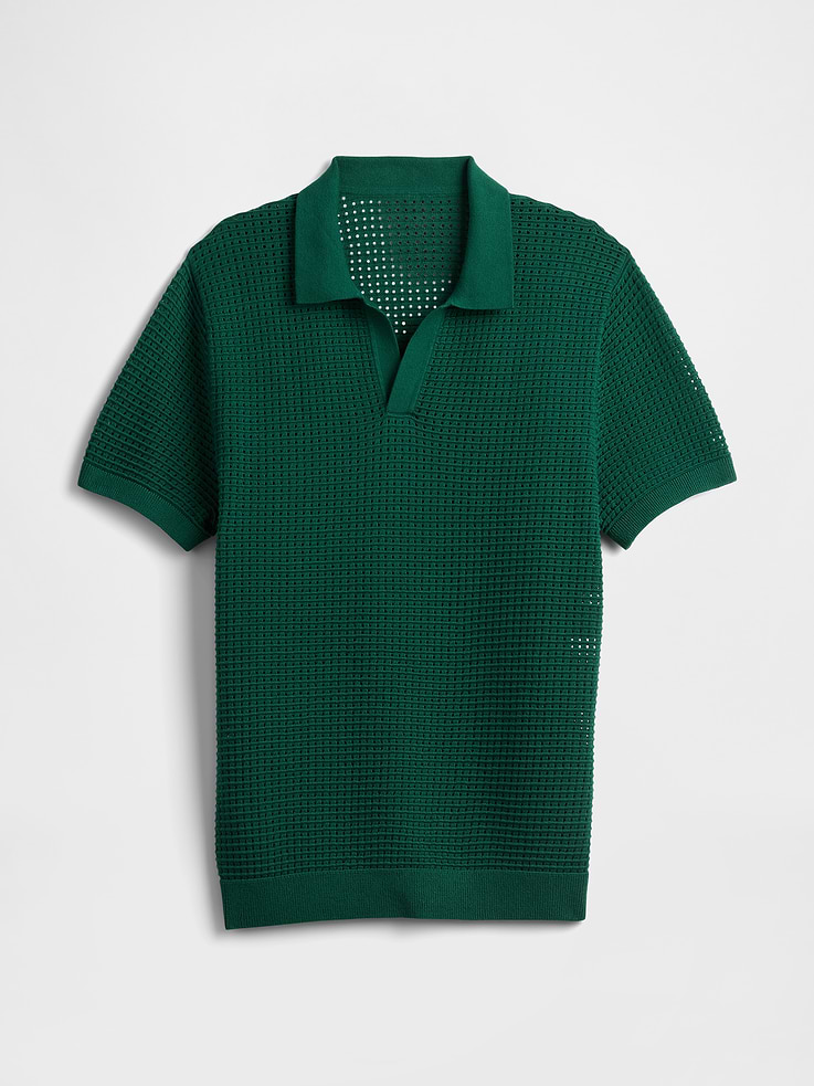Image number 5 showing, Crochet Johnny Collar Polo Shirt