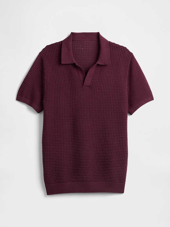 Crochet Johnny Collar Polo Shirt