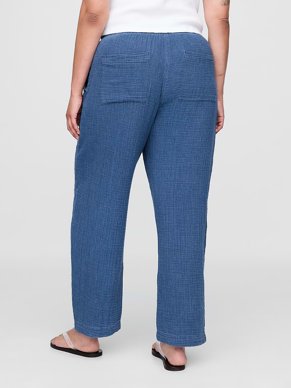 Cotton Gauze Denim Easy Barrel Pants