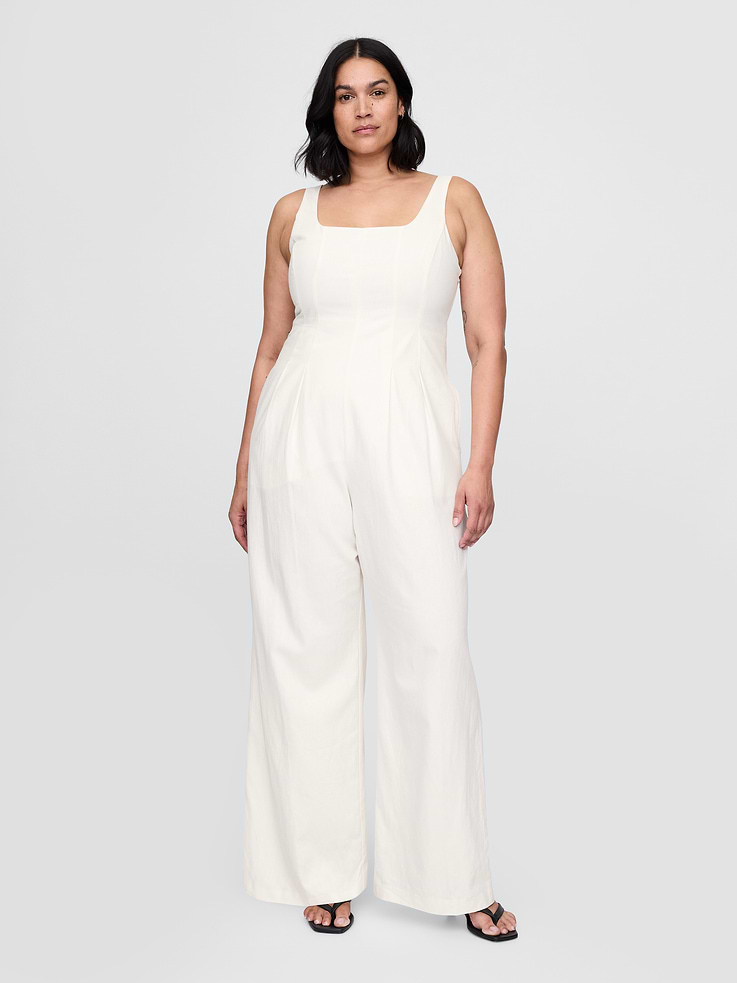 Image number 5 showing, Linen-Blend Seamed Jumpsuit