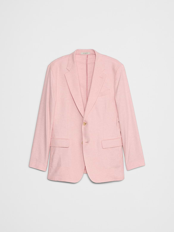 Linen-Blend Herringbone Suit Jacket