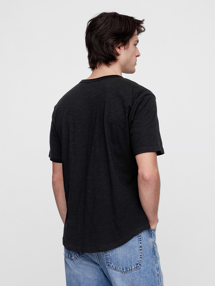 Image number 2 showing, Lived-In Relaxed Curved Hem Henley T-Shirt