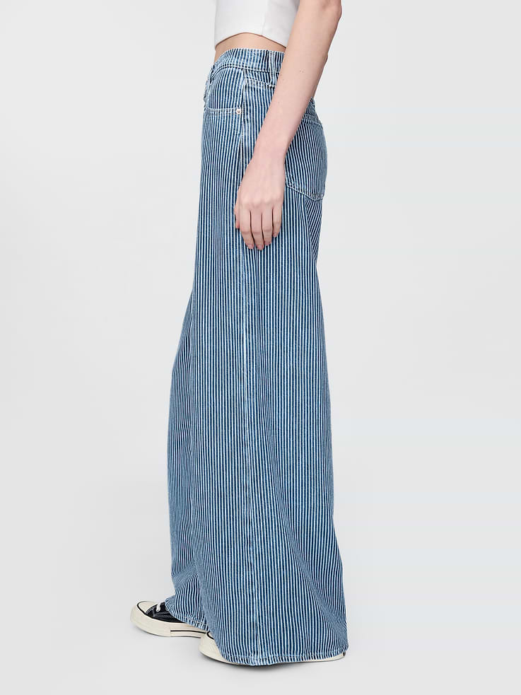 Image number 3 showing, Mid Rise UltraSoft Denim Stripe Baggy Jeans