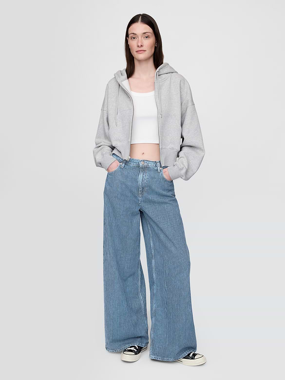 Mid Rise UltraSoft Denim Stripe Baggy Jeans