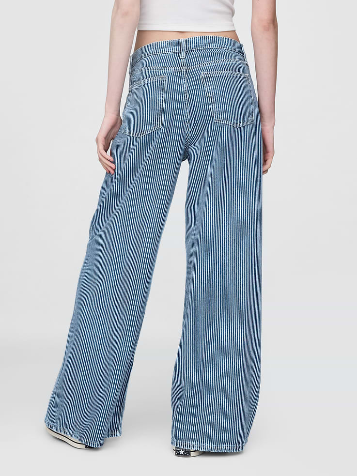 Image number 4 showing, Mid Rise UltraSoft Denim Stripe Baggy Jeans