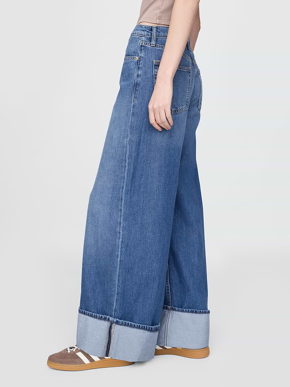 Mid Rise UltraSoft Cuffed Baggy Jeans