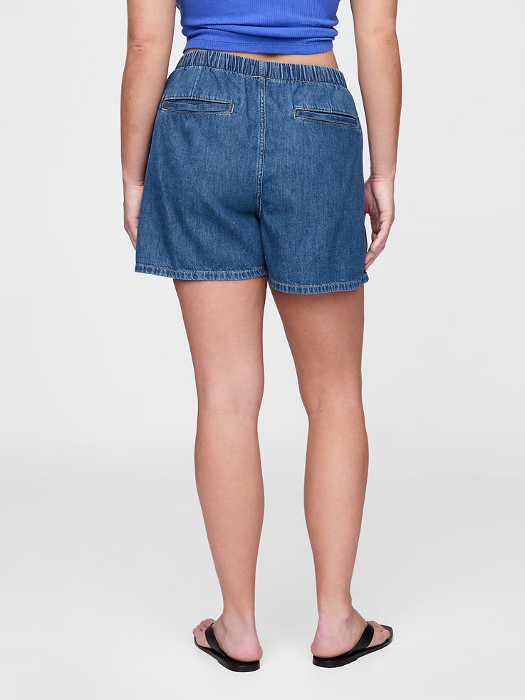 Image 6 of 9, Mid Rise UltraSoft Denim Easy Boxer Shorts