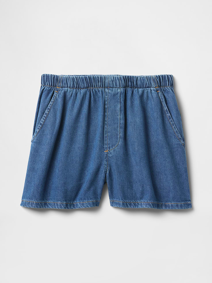 Image 7 of 9, Mid Rise UltraSoft Denim Easy Boxer Shorts