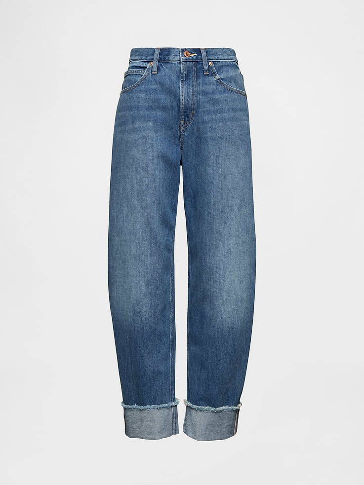 Image number 5 showing, High Rise Cuffed Barrel Jeans