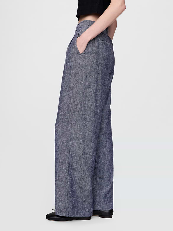 365 High Rise Linen-Blend Trousers