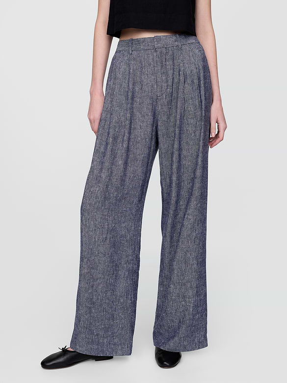 365 High Rise Linen-Blend Trousers