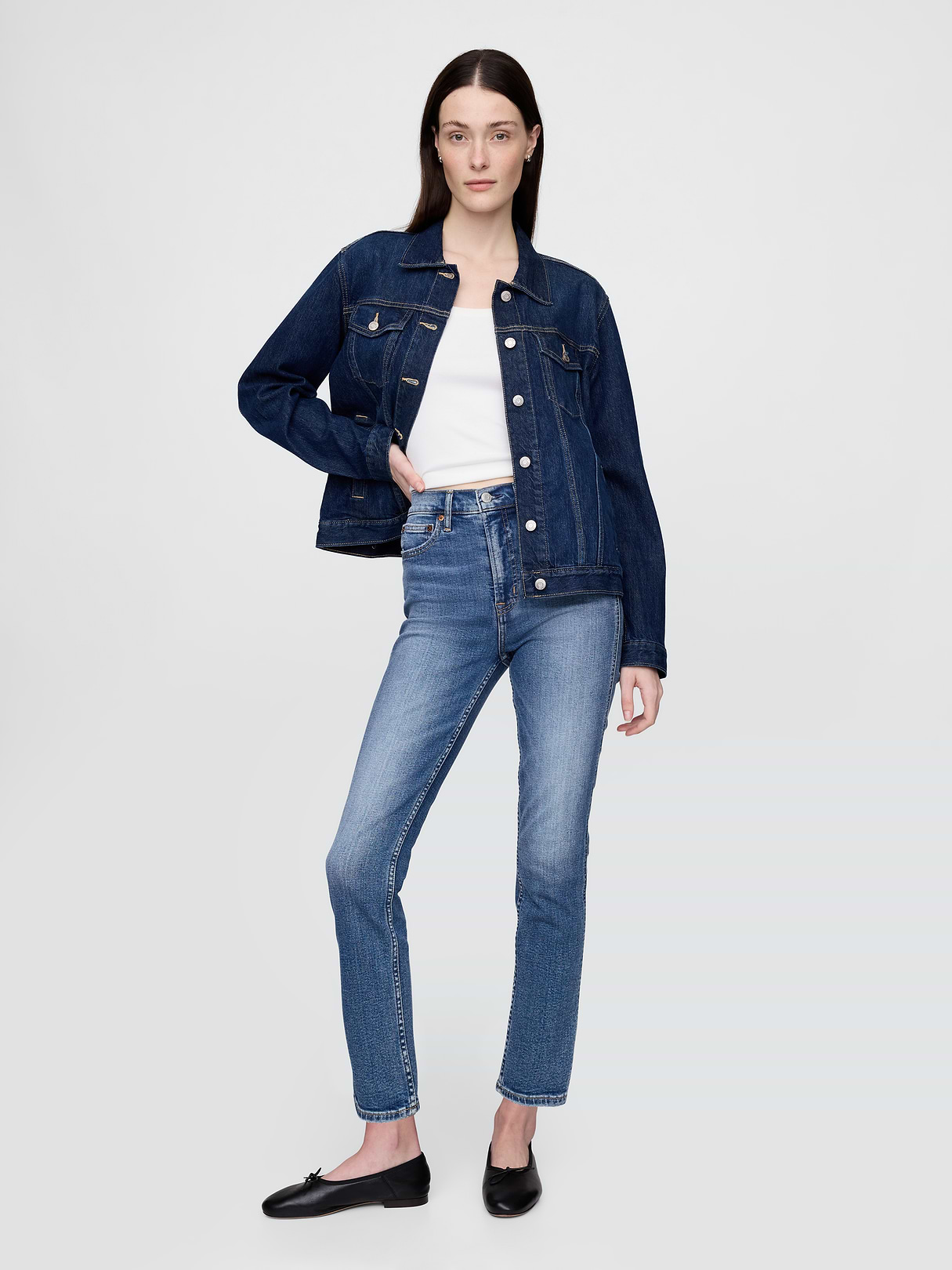 High Rise Vintage Slim Jeans - Medium indigo by Gap