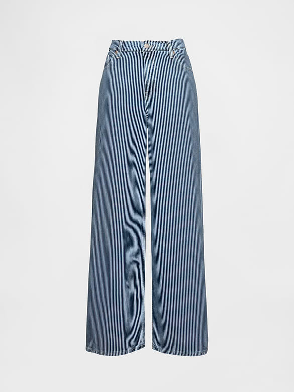 Mid Rise UltraSoft Denim Stripe Baggy Jeans