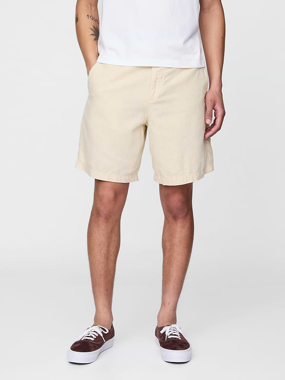 8" Linen-Cotton Shorts