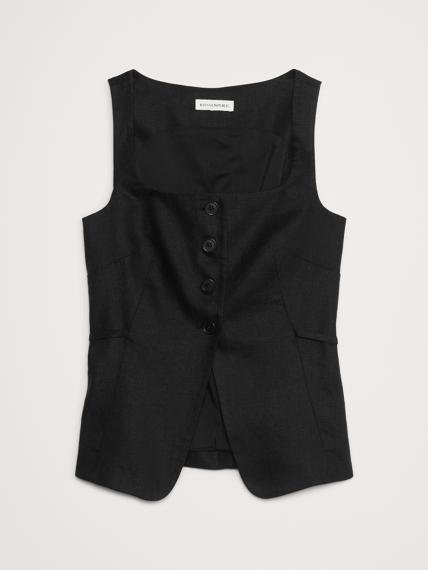 Image number 5 showing, Linen Square-Neck Long Vest