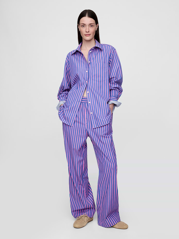 Image number 1 showing, Organic Cotton Poplin Easy Wide-Leg Pants